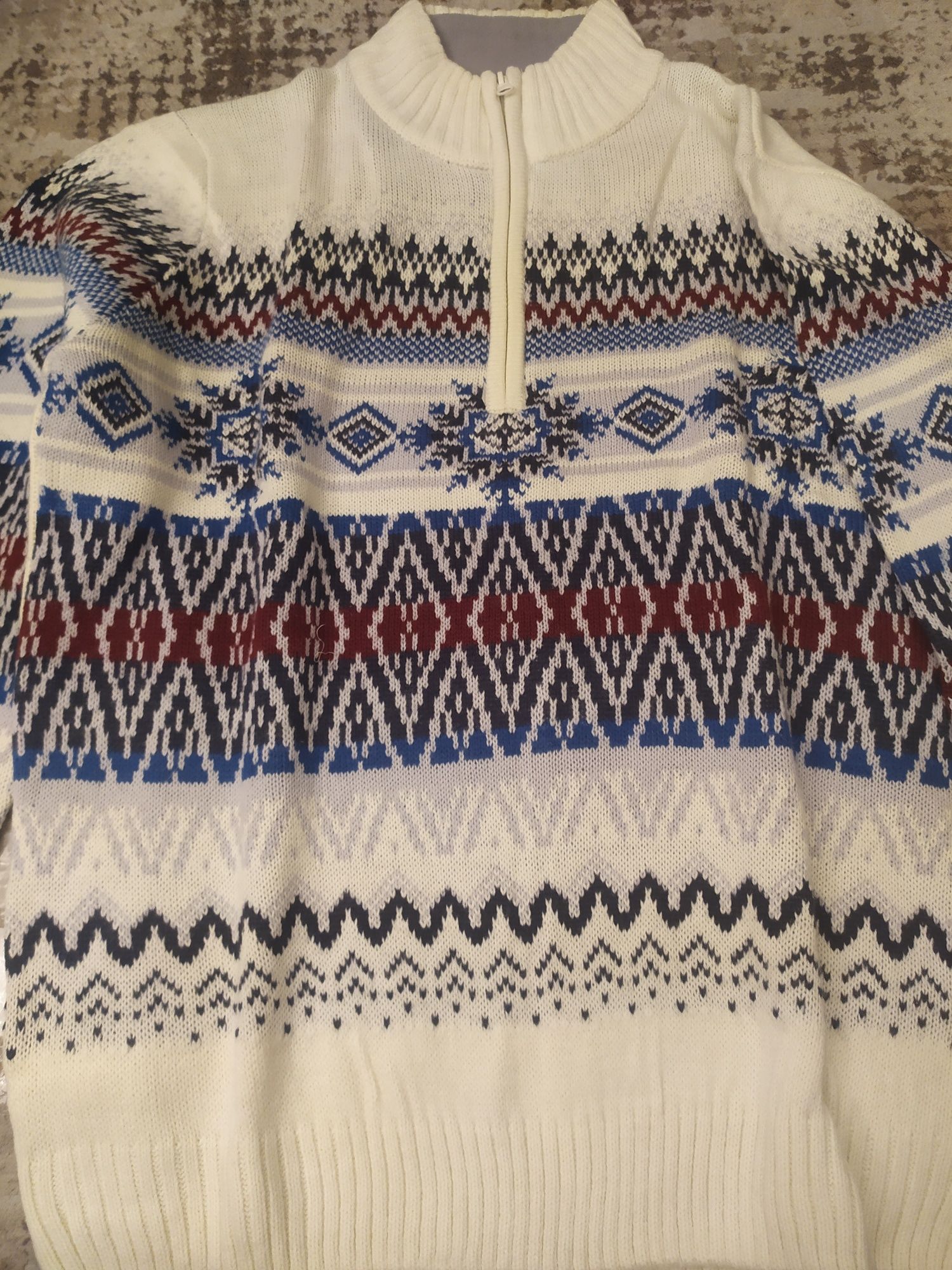 Żakardowy sweter z kołnierzem na suwak Atlas For Men