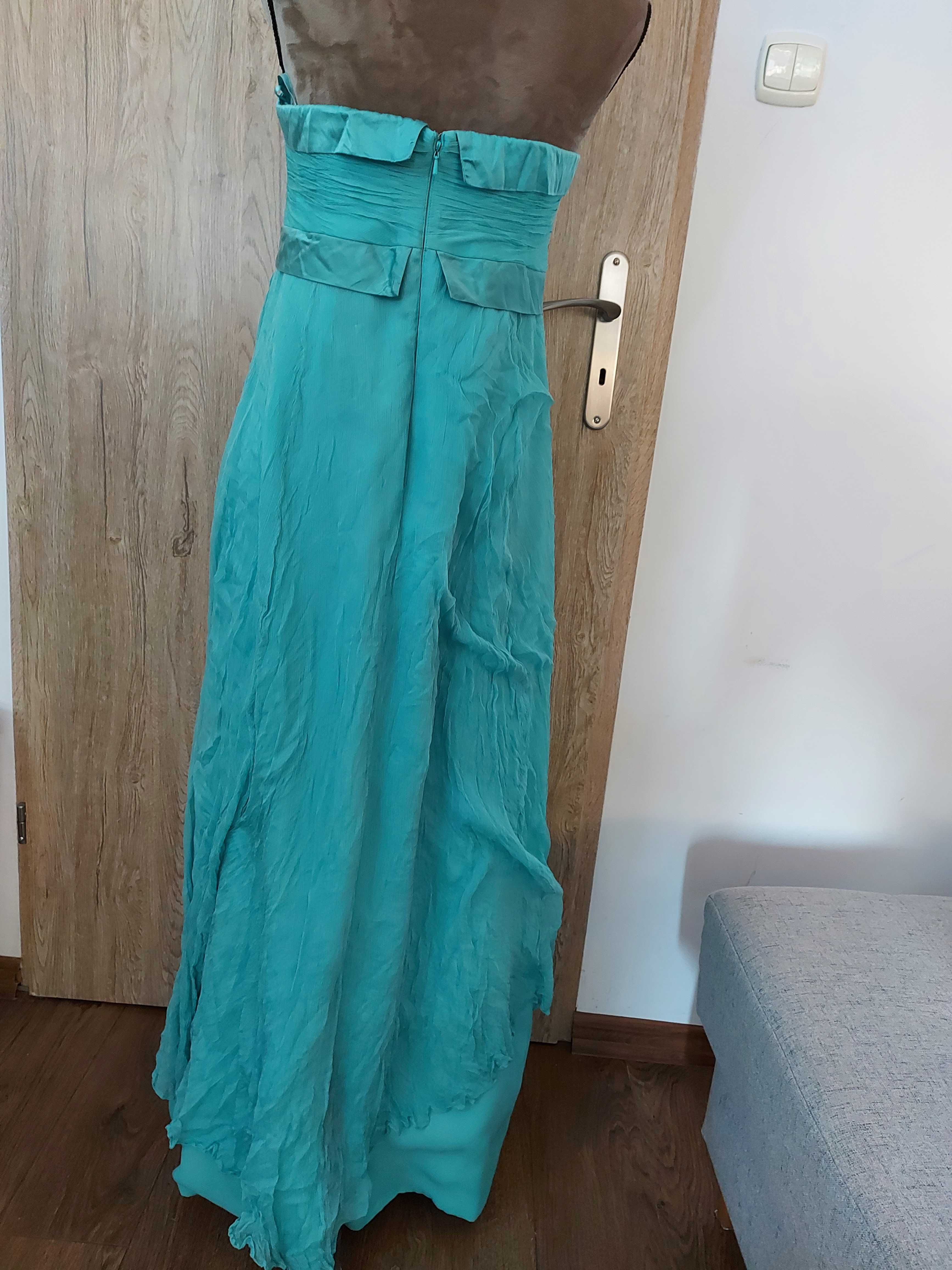 Suknia długa maxi zielony M odcinana sesja foto sukienka ciążowa ślub