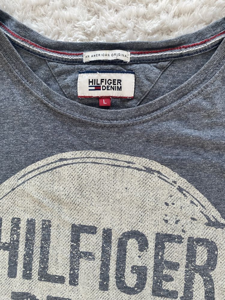 T-shirt męski Tommy Hilfiger L koszulka na krótki rękaw na lato szara
