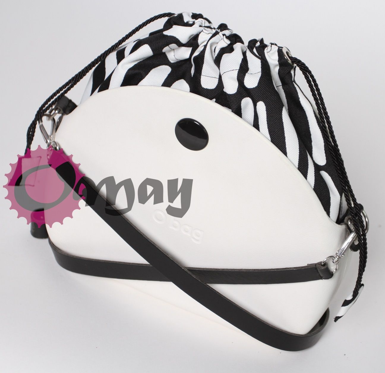 CZARNY organizer OBAG MOON LIGHT worek zebra 2 kieszenie komin OMAY