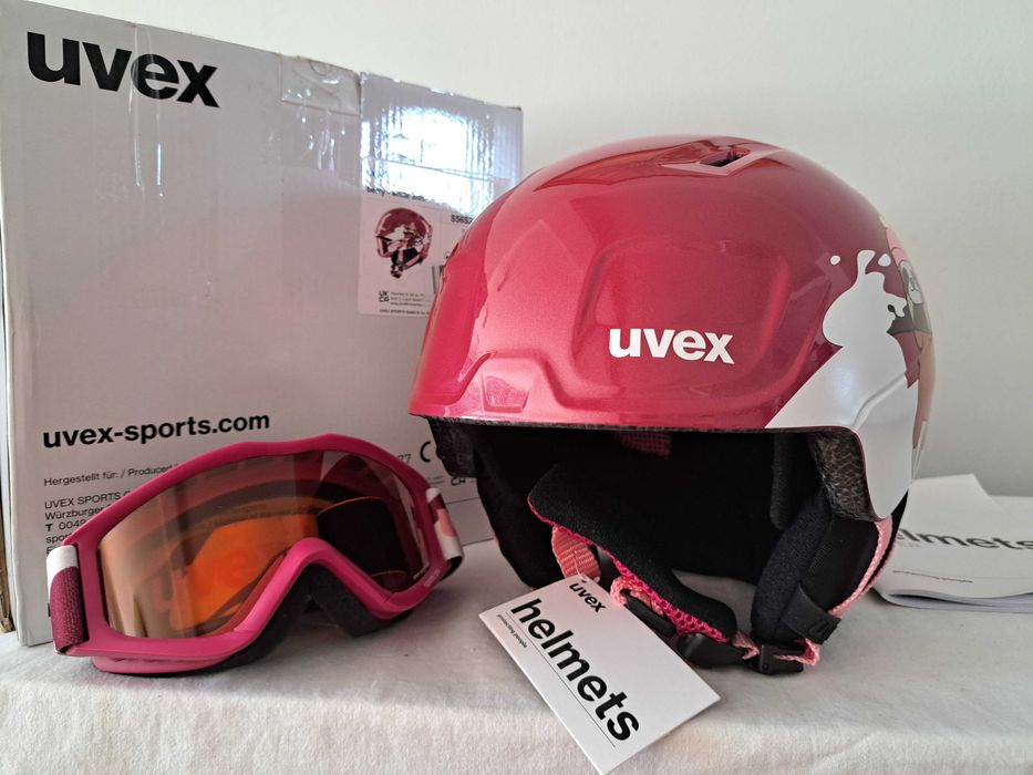 Kask narciarski dziecięcy Uvex Heyya Set Berry White Sloth S 51-55cm