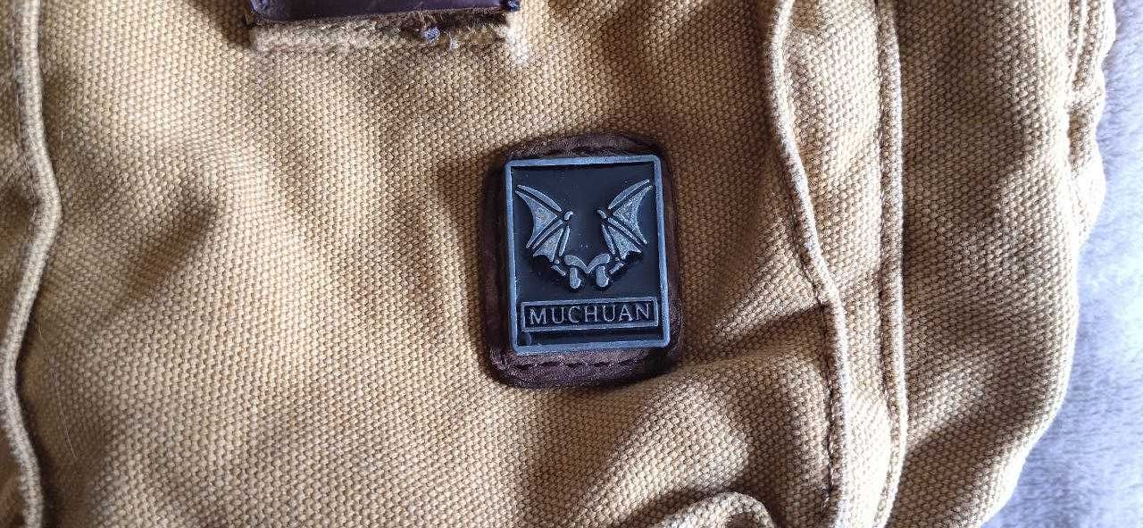 Сумка котон Muchuan чоловіча пісочного кольору з шкірою 39*33*12 см
