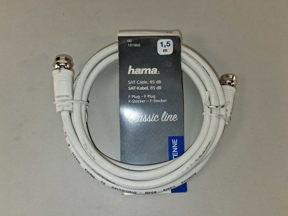 N080 Kabel Antenowy Satelitarny Hama F-Wtyk F-Wtyk 85dB 1,5m
