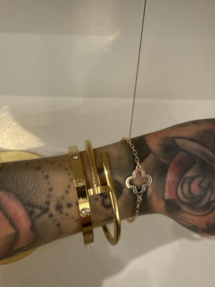 Bransoletki cartier 3 sztuki zestaw love gwozdz koniczynka stal chirur
