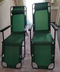 Krzesło leżak zielony z poduszką