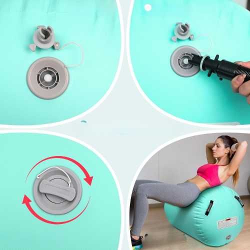 Mata gimnastyczna dmuchana Air Roll wałek 100x60 cm z pompką zielony