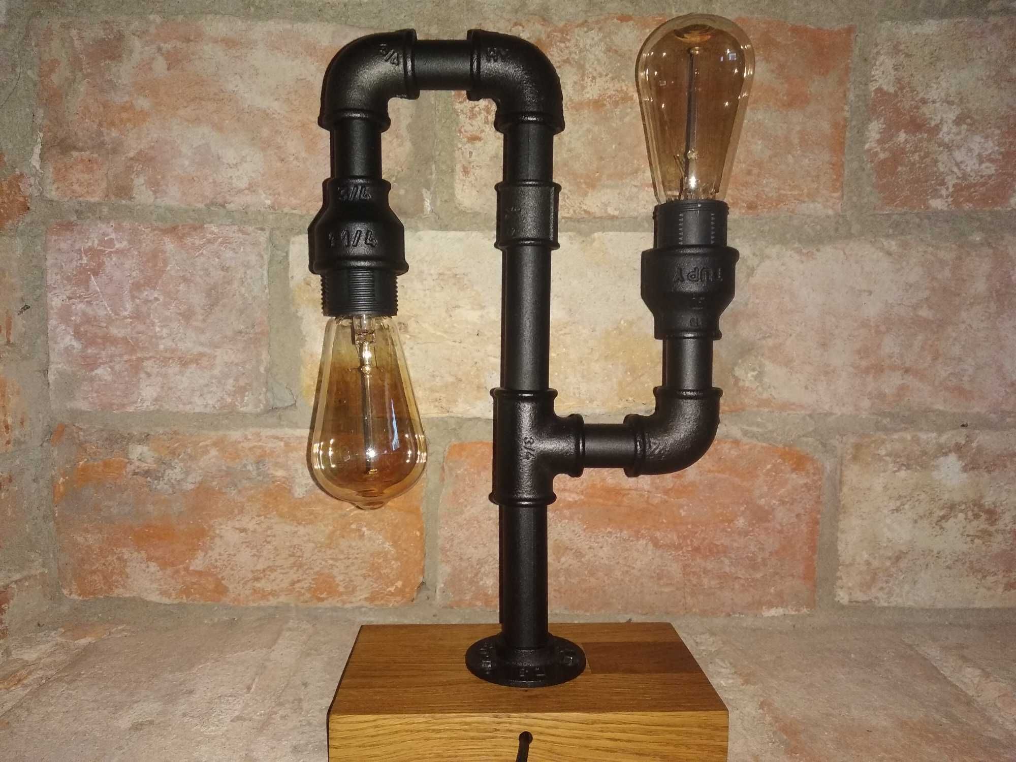 Lampa, lampka z rur hydraulicznych, loft