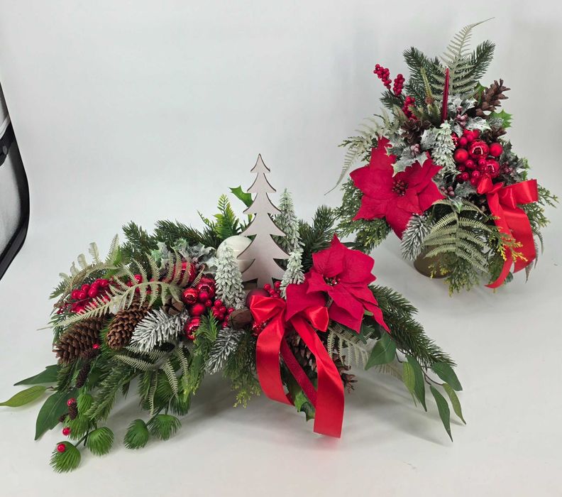 Komplet na grób, świąteczny, Boże Narodzenie, wiązanka na cmentarz