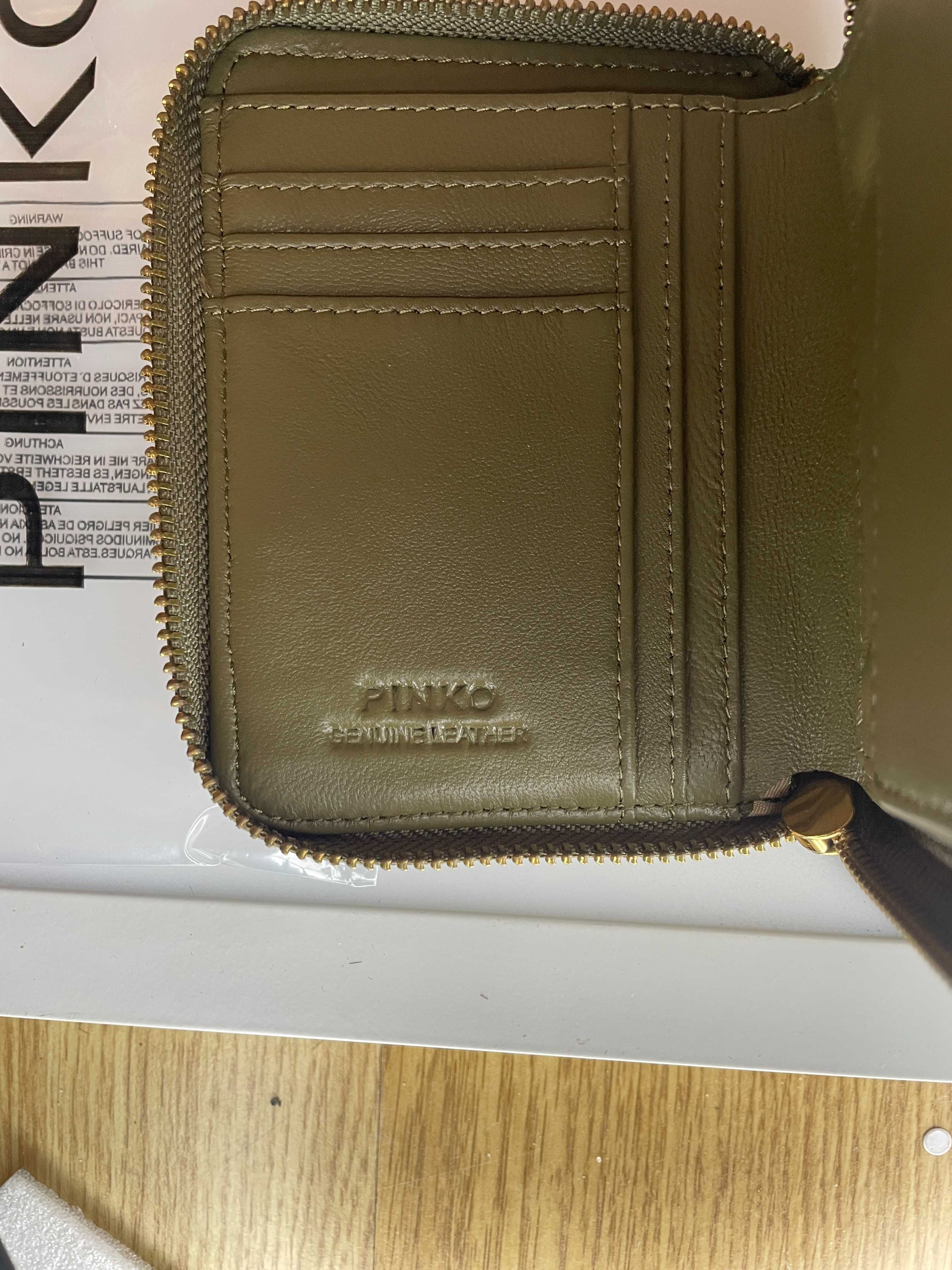 nowy portfel pinko taylor wallet zip around m v quilt zielony