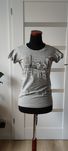 T-shirt szary S/M lekko bufiaste rękawy New York City