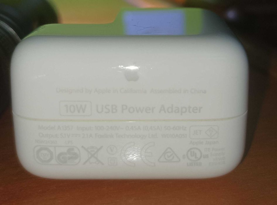 ADAPTADOR Alimentação Usb Apple 10W  A1357 Branco