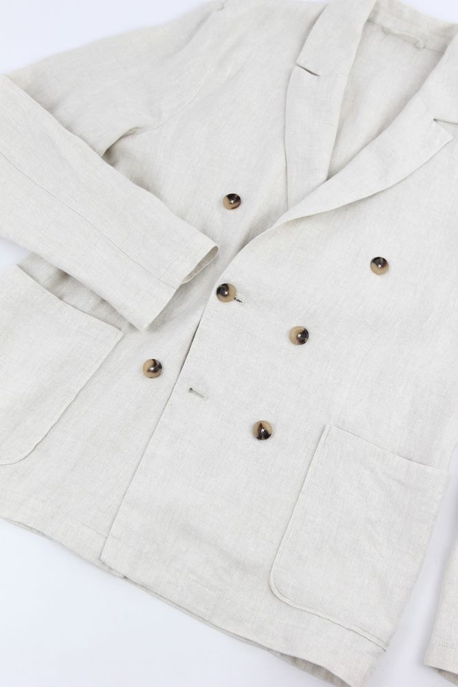 ZARA чоловічий лляний бежевий двобортний піджак. (М)