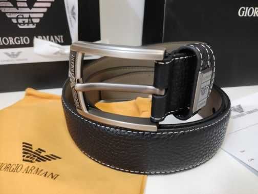 Emporio Armani Męski pasek firmowy, skóra naturalna 410