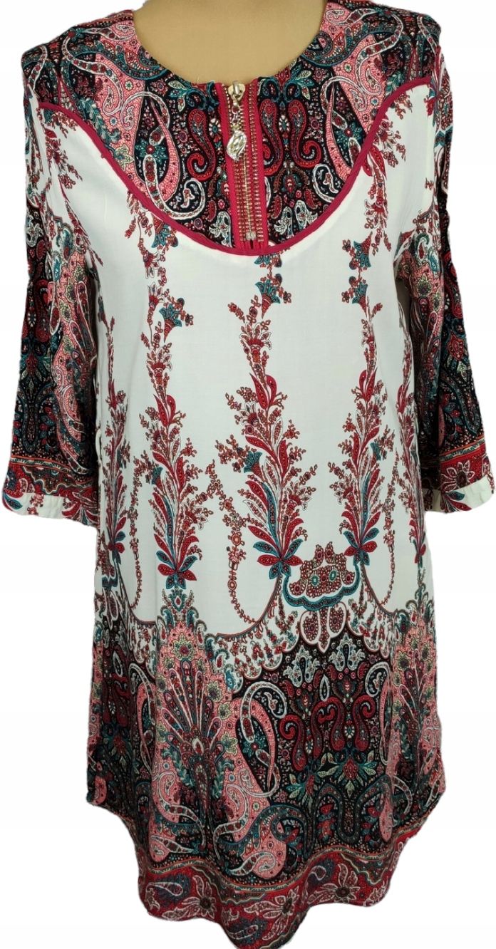 M&c wzorzysta wiskozowa sukienka na lato r.m/l