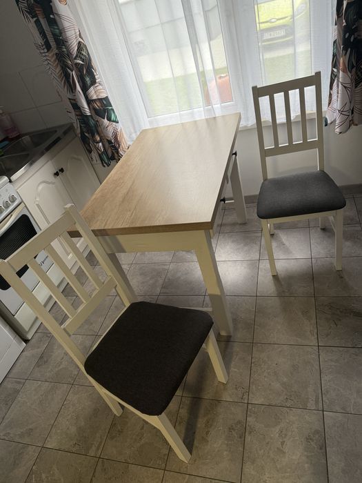 Stary stół kuchenny blat dąb nebraska + 2 krzesła