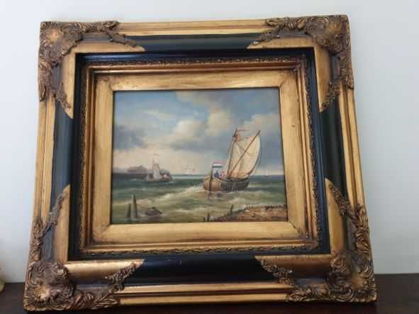 Obraz olej płótno w pięknej ramie , sygnowany , Biggs&Sons.