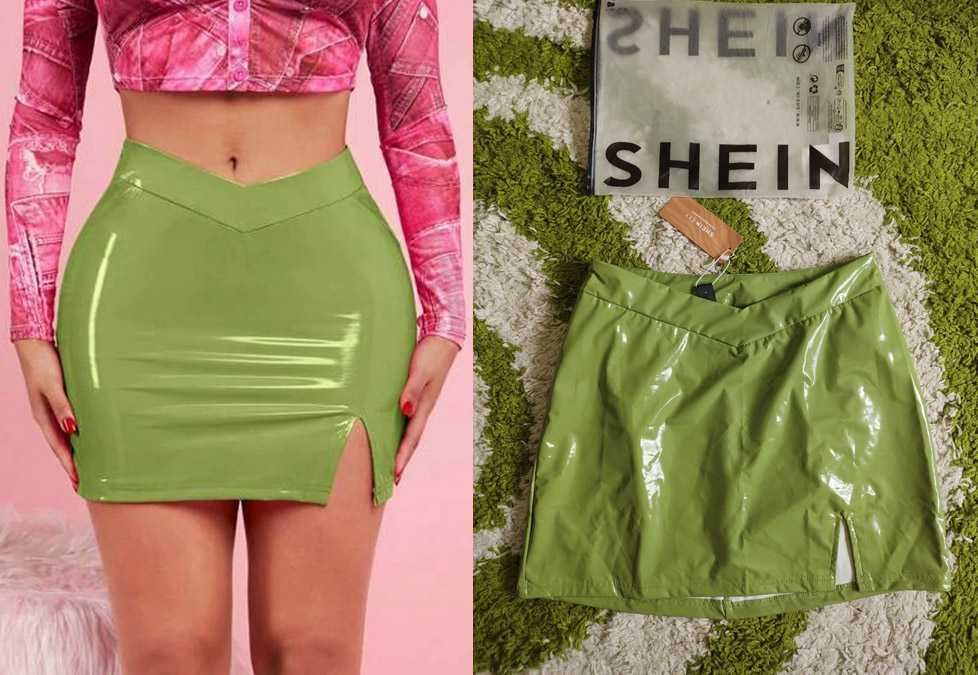 Лакова спідниця Вінілова Латекс Юбка Shein SEXY НОВА L Лак кожа шкіра