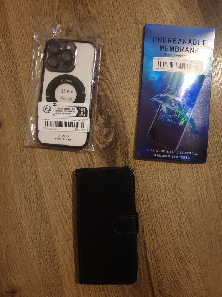 Etui iphon 15 pro dwie sztuki szklo hybrydowe