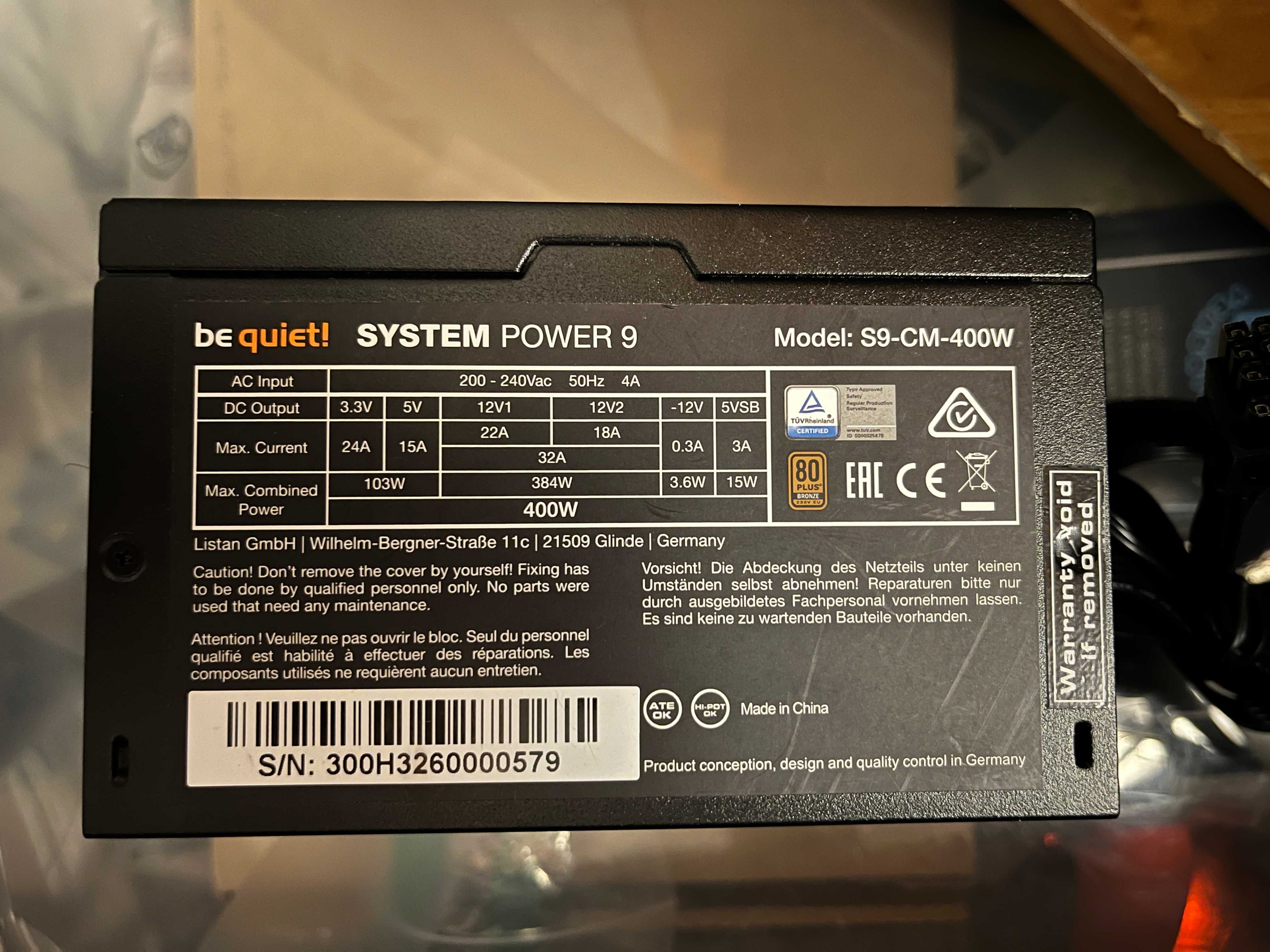Zasilacz ATX beQuiet System Power 9 400W S9-CM-400W