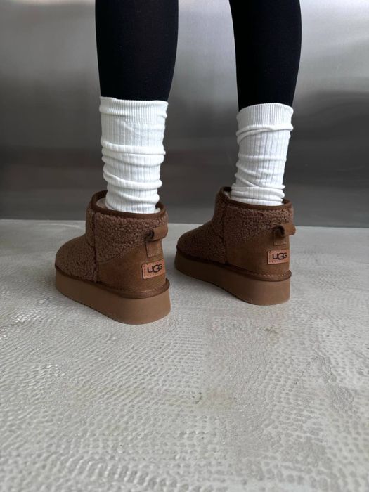 UGG Ultra Mini Teddy Угги Теді коричневі платформа овчина шоколадні