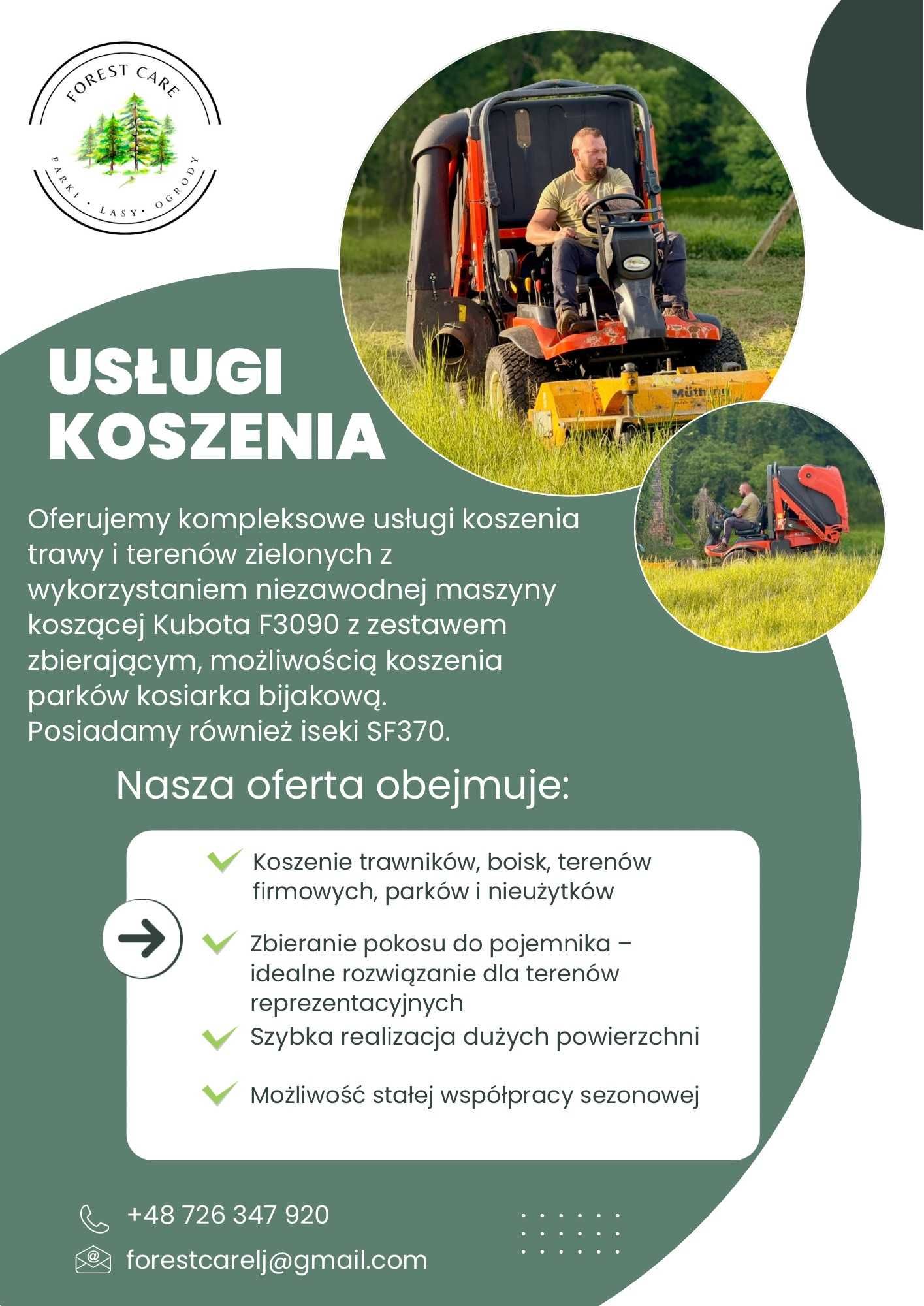 Usługi koszenia, Mulczowania, Zbieranie trawy, biomasy