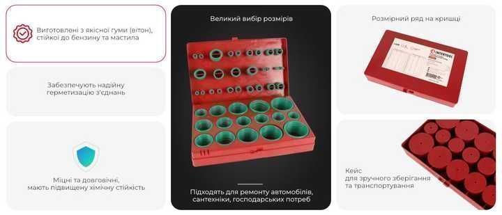 Комплект гумових ущільнювальних кілець 419 од зелені INTERTOOL AT-5419