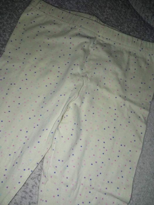 Żółte legginsy do kolan w kolorowe kropki, bawełniane r. 134, 134-140