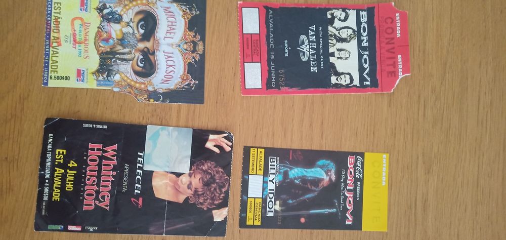 Bilhetes concertos dos anos 90