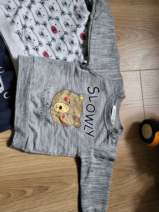Zestaw chłopięcy w misie 68, spodnie,  bluzy oraz body
