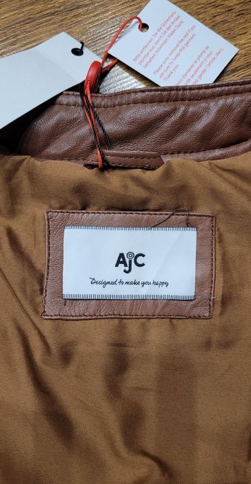 Kurtka damska ramoneska ze skóry naturalnej brązowa XS