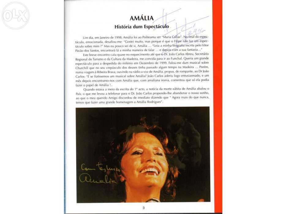 Catálogo de espetáculo " Amália" autografado (Portes Incluídos)