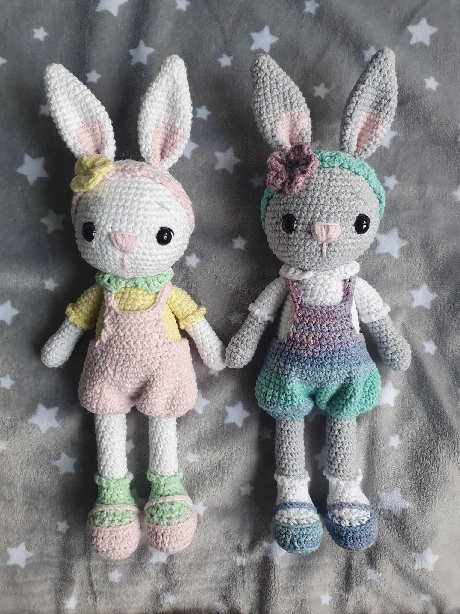 Biały Króliczek amigurumi hand made na szydełku Wielkanoc