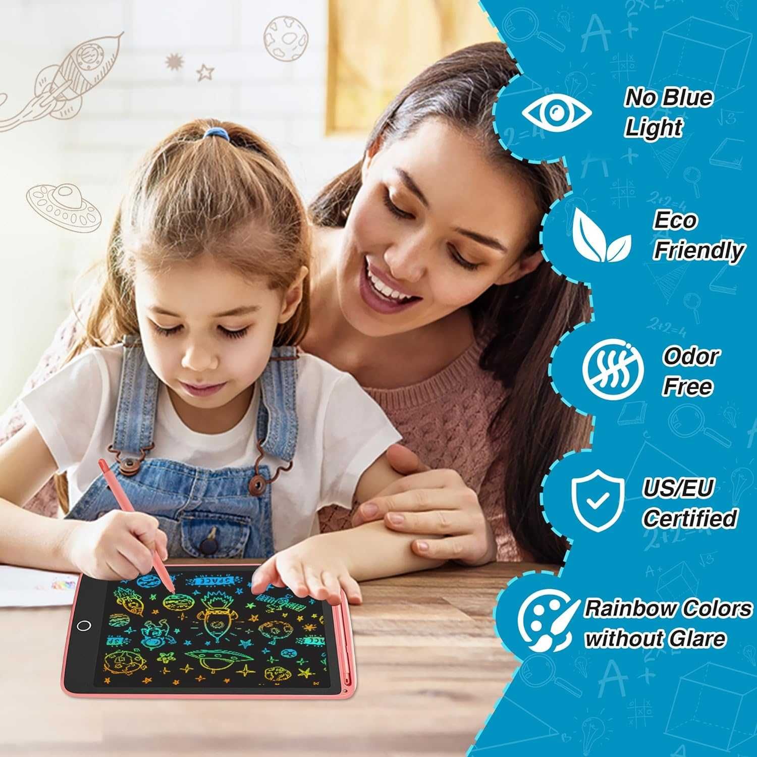 Tablet Lcd Escrita e desenho Pack de 2 Rosa e Azul acessórios