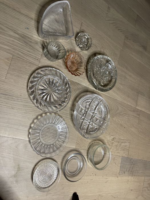 Naczynia szkło z PRL kryształ miseczki popielniczka 11 szt