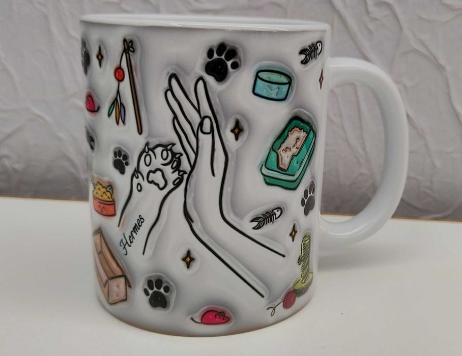 Kubek kocia łapa i właściciela 330ml dłoń plus łapka 1-6 kotków efe 3D