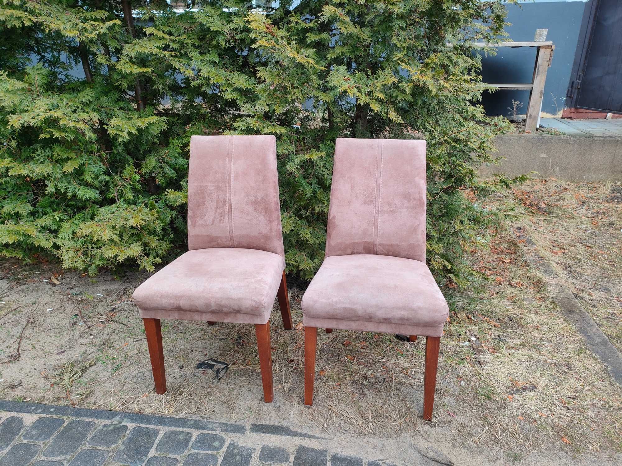 2 Krzesła tapicerowane na dębowej ramie, stan BDB