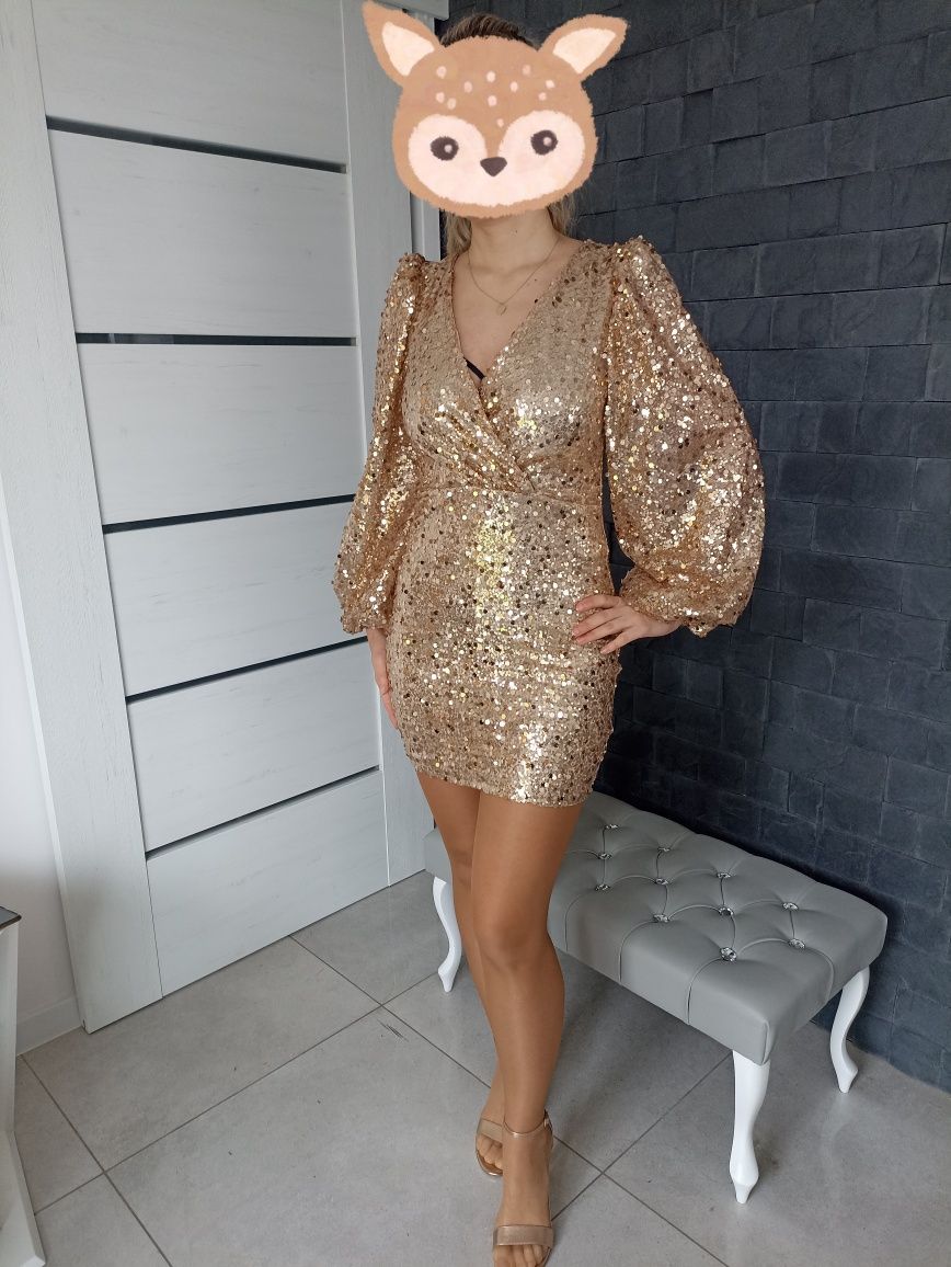 Elegancka złota Sukienka