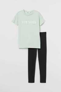 H&M Komplet getry + t-shirt koszulka 134 NOWE