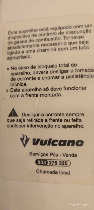 Esquentador Vulcano ventilado a gaz propano