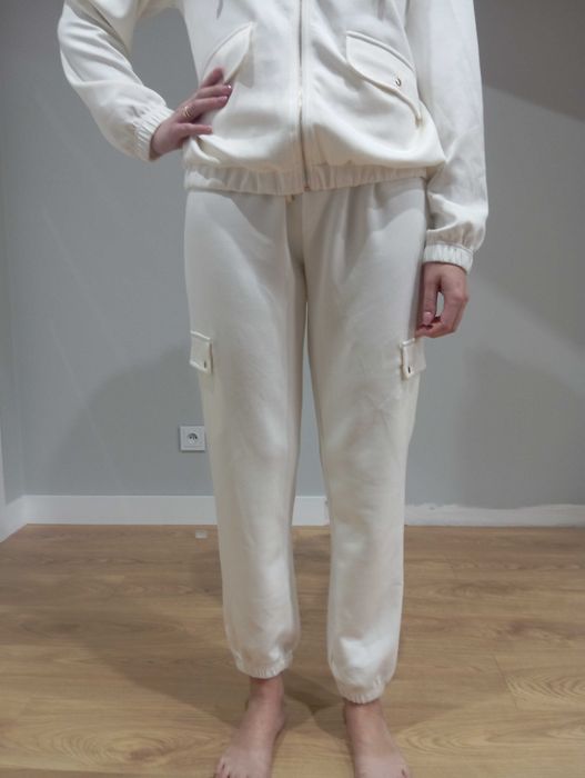 Nowy Komplet dresowy biały kremowy dresy spodenki bluza S 36 Sinsay
