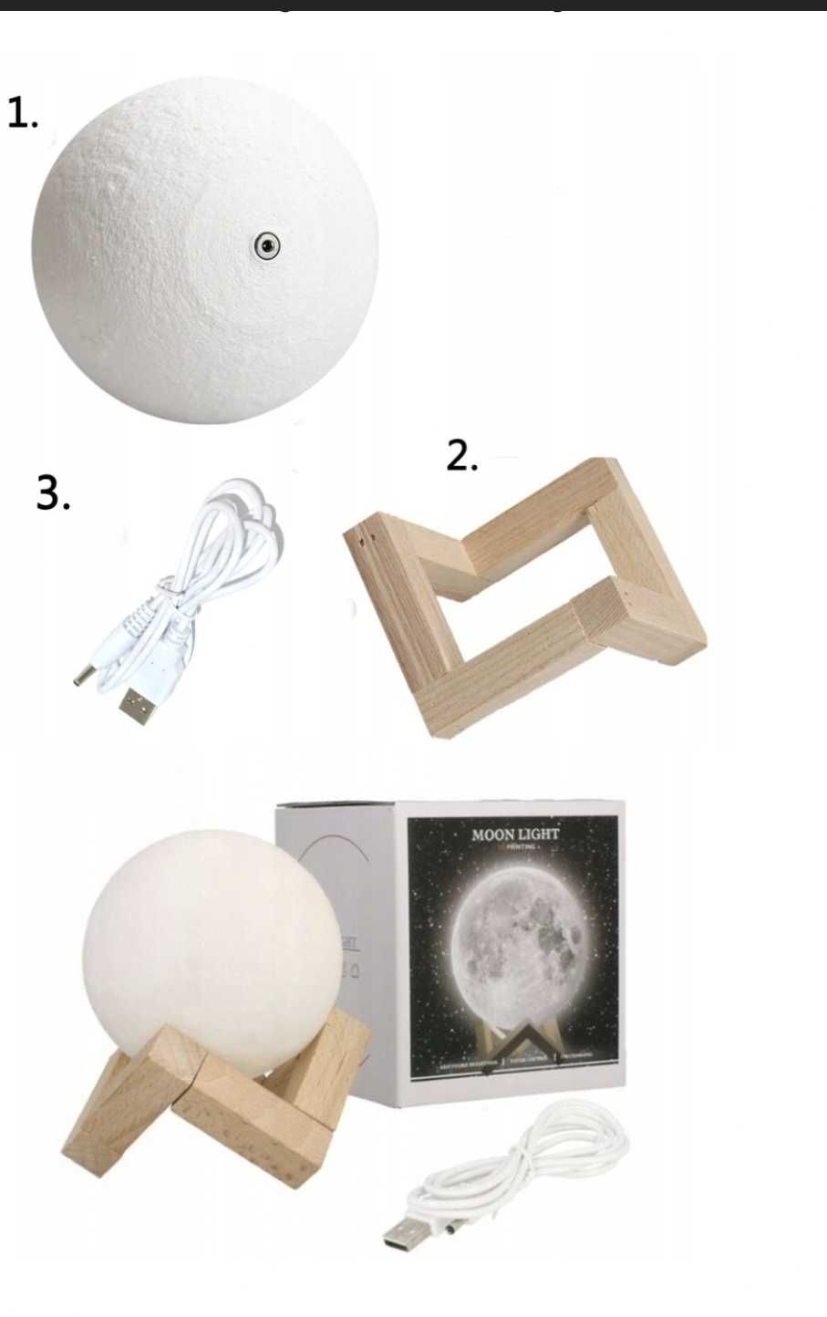 Lampka nocna świecący księżyc 3D moon light średnica kuli 8 cm