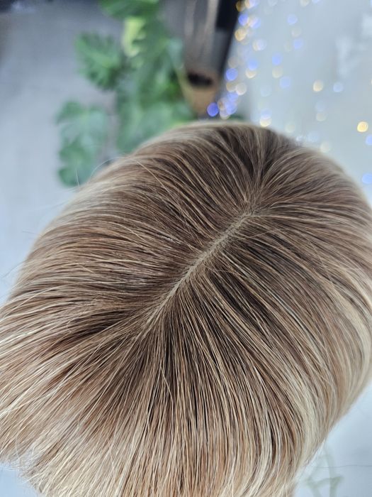 Topper Karina włosy naturalne mix blond z refleksami mikroskóra