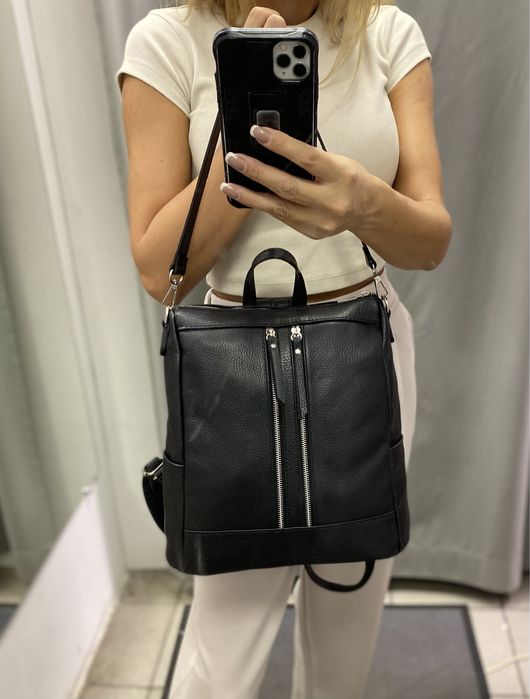 Сумка- рюкзак шкіряний Рюкзак А4 Італійський рюкзак світлий Бежевий