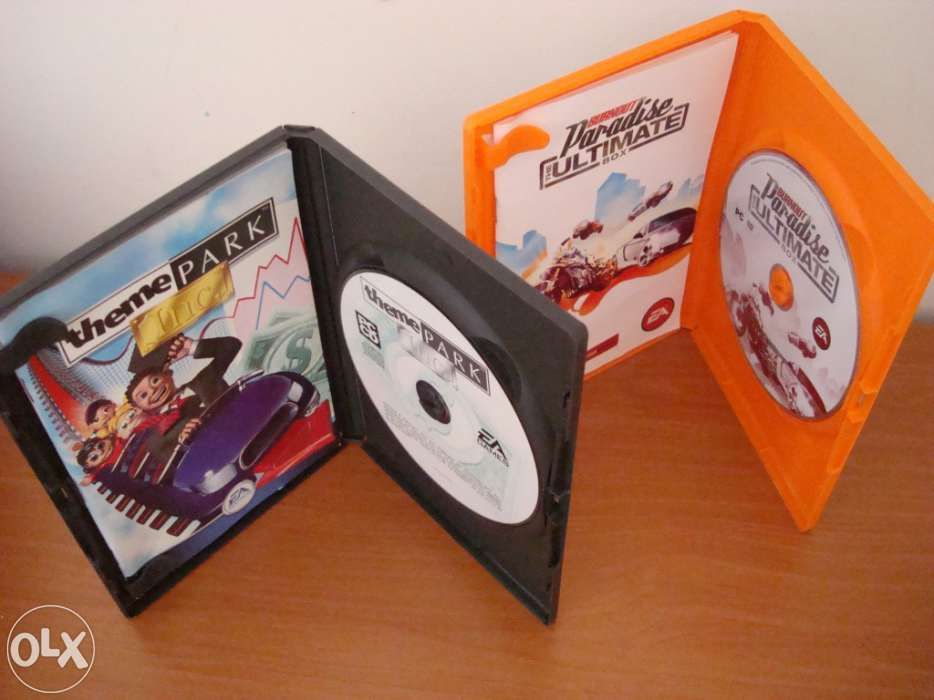 Jogos para PC "Theme Park Inc Classic" e "Burnout - Paradise..."