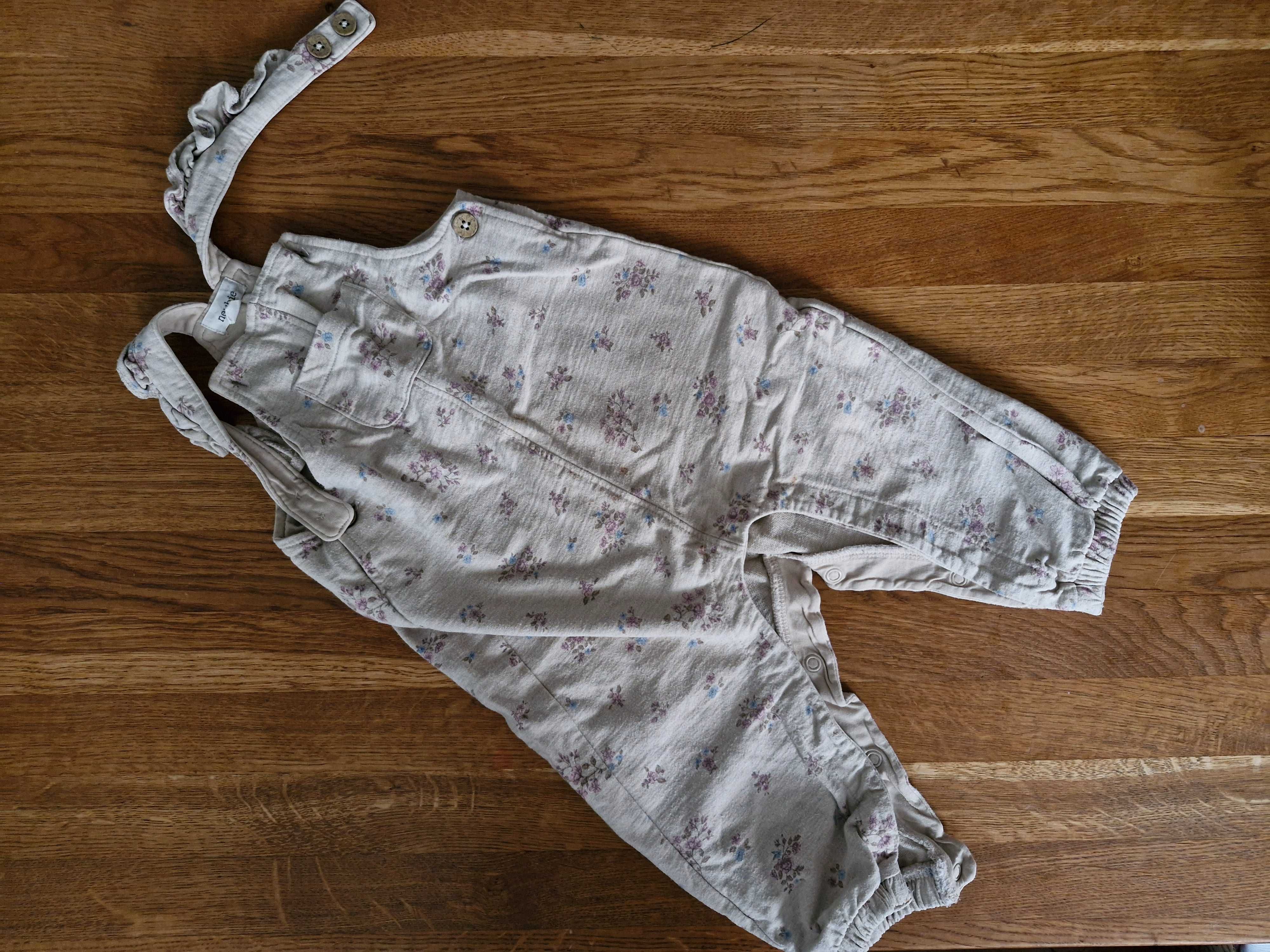 Newbie, roz.80, body, ogrodniczki,komplet