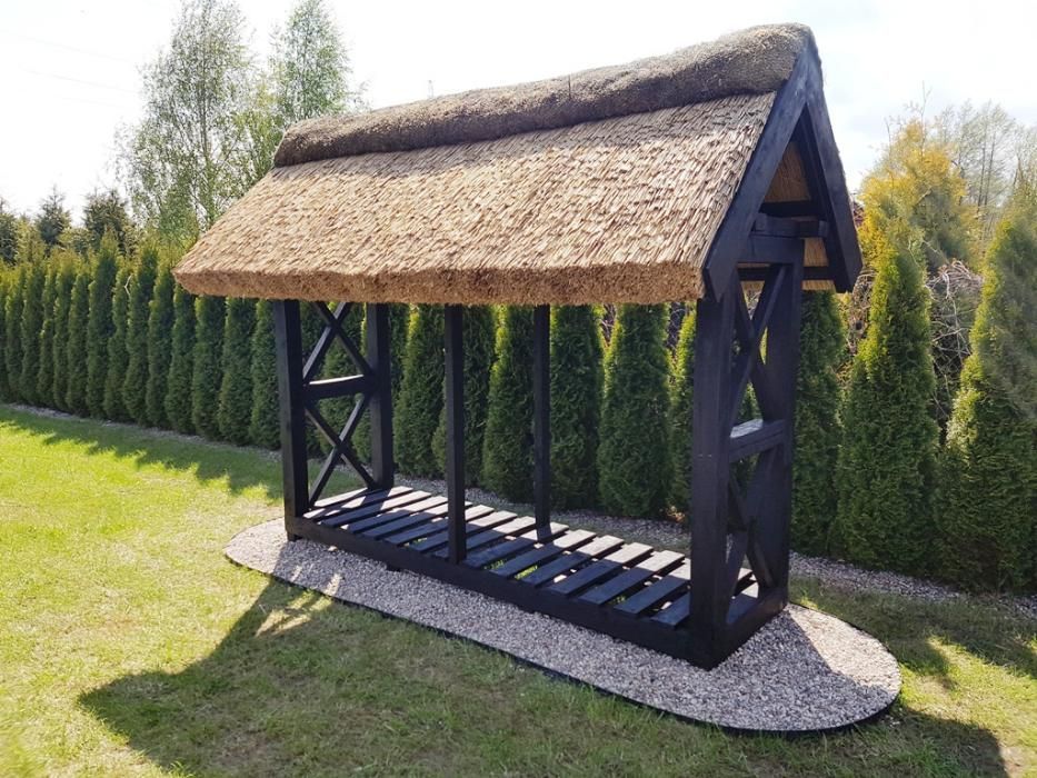 drewutnia kryta strzechą, trzcina, producent!