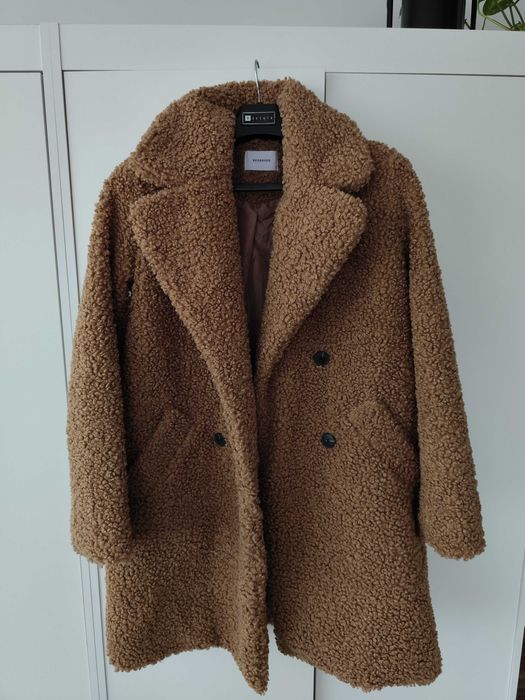 Płaszcz w stylu teddy brązowy S
