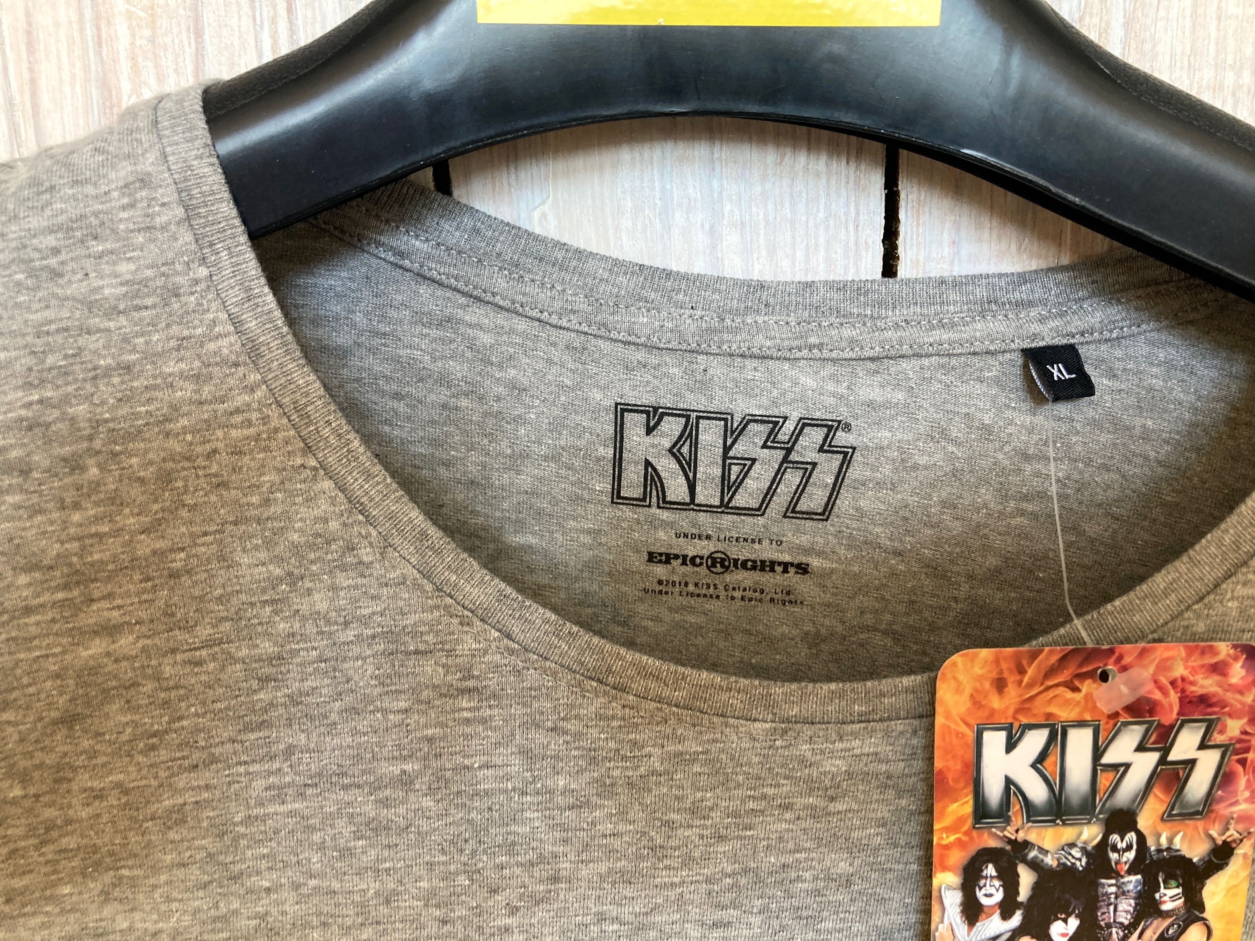 Nowy T-SHIRT, koszulka KISS z logo zespołu, bawełna, szara