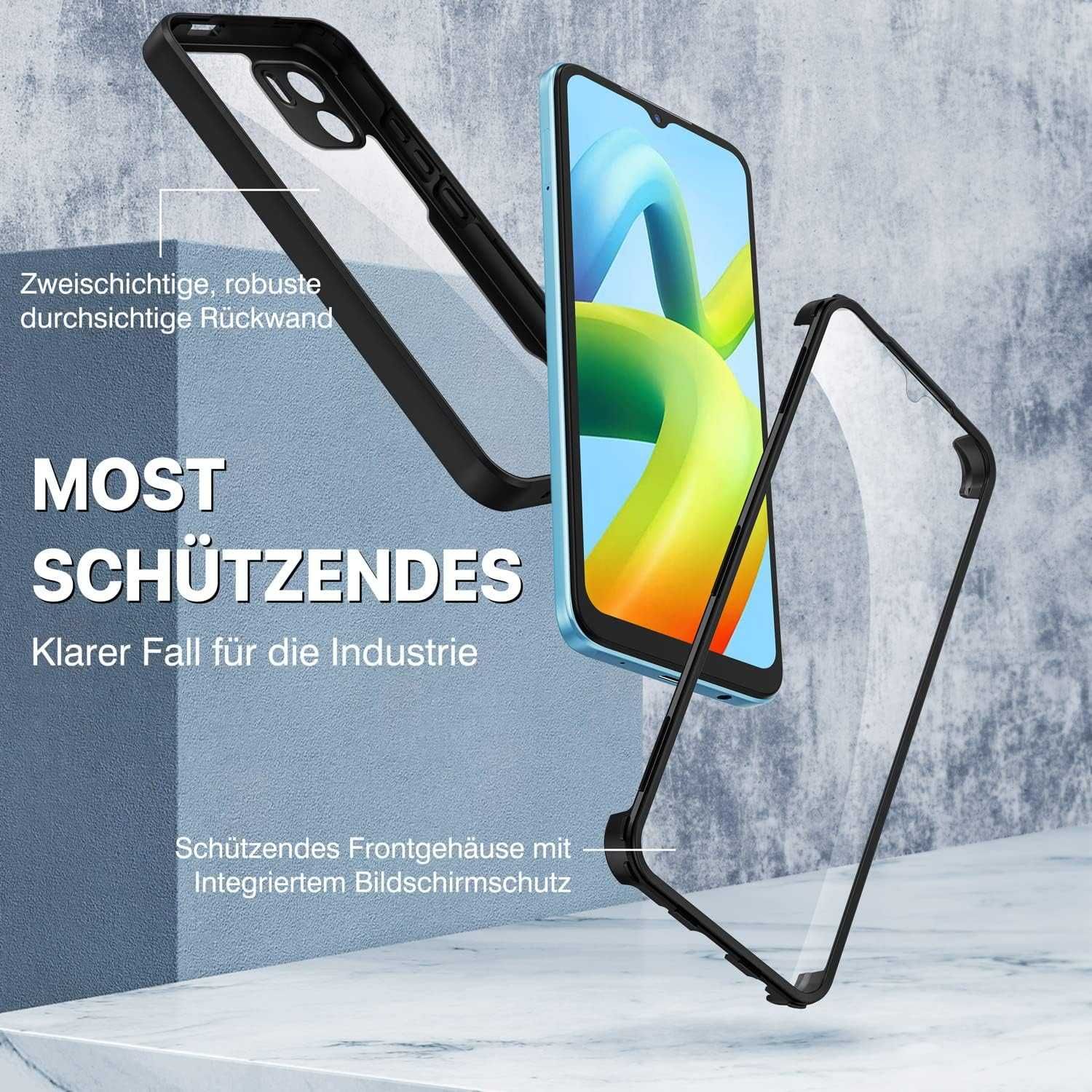 CENHUFO etui 360 do Xiaomi Redmi A1 / A2 4G etui pancerne folia LCD