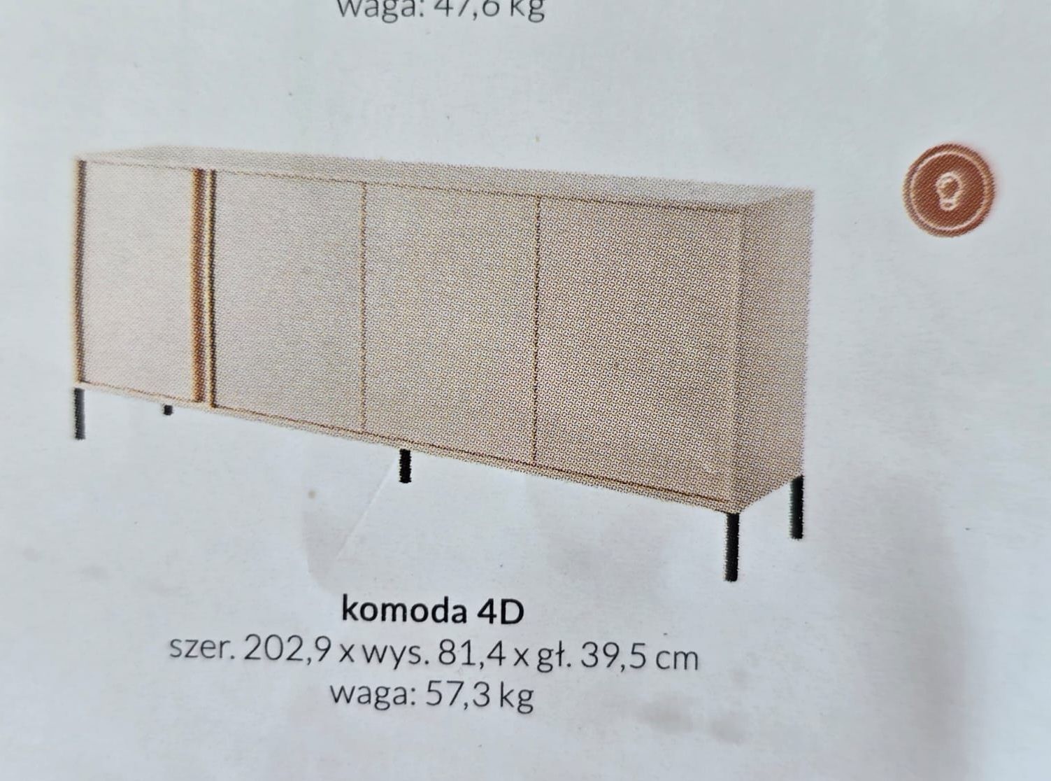 Komoda oświetlenie kaszmir mat szafa szafka meble agata